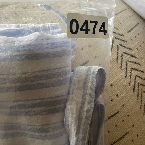 Sigrid Olsen Linen Sleeveless Stripe Maxi Dress S Blue White - Picture 8 of 8